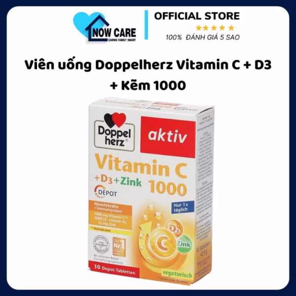 Viên Trắng Da Tăng Cường Đề Kháng Vitamin C + D3 + Kẽm - Doppelherz