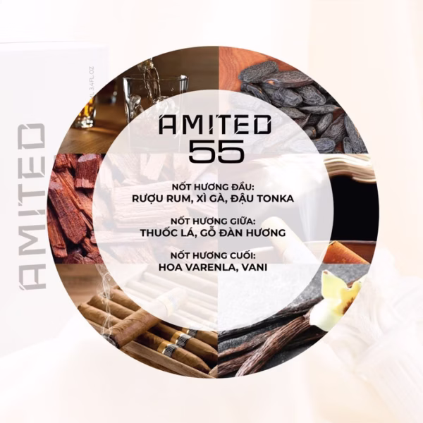 [10Ml] Nước Hoa Unisex Amited 55 - Cá Tính, Mạnh Mẽ, Cuốn Hút, Sâu Lắng, Lưu Hương: 10 - 15 Tiếng. Chuẩn Pháp.