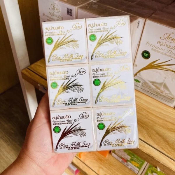 Lố 12 Xà Phòng Trắng Da Cám Gạo Thái Lan Jam Rice Milk Soap Phiên Bản Cao Cấp - Gdn