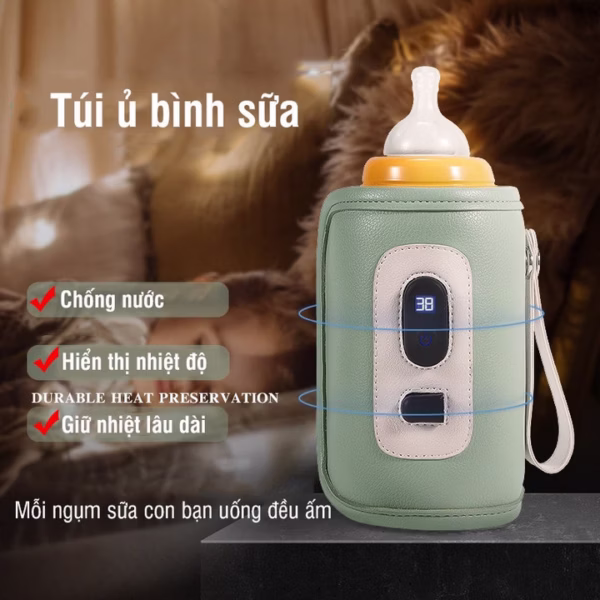 Túi Ủ Bình Sữa 3 Chế Độ Chỉnh Nhiệt Cao Cấp Có Màn Hình Led Chống Nước, Giữ Ấm Lâu Dùng Cáp Sạc Usb Tiện Lợi Mang Đi Mọi Nơi 55455 - Lady'S Passion