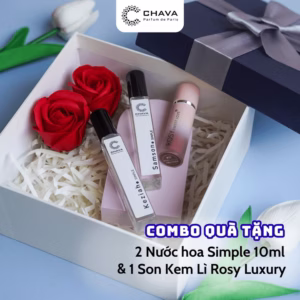 [Combo Quà Tặng] 1 Son Kem Lì Rosy Luxury + 2 Nước Hoa Simple 10Ml - Chava