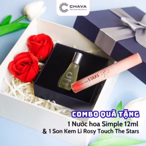 [Combo Quà Tặng] 1 Nước Hoa Simple 12Ml + 1 Son Kem Lì Rosy Touch The Stars - Chava