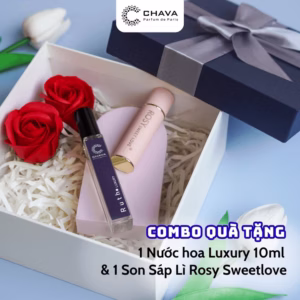 [Combo Quà Tặng] 1 Nước Hoa Luxury 10Ml + 1 Son Sáp Lì Rosy Sweet Love - Chava