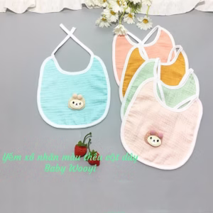 Set 3 Yếm Vải Nhăn Wooji Vuông Buộc Dây Cho Bé 55410 - Lady'S Passion