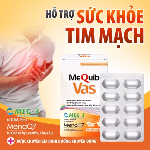 Mequib Vas Hỗ Trợ Ngăn Lão Hóa Tim Mạch, Ngừa Xơ Vữa Động Mạch (60 Viên)