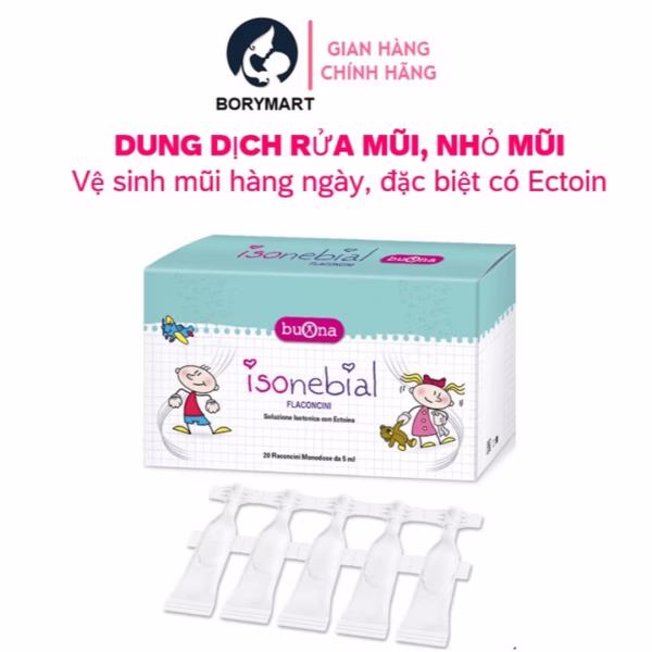 Dung Dịch Rửa Mũi Cho Bé Chứa Ectoin - Hộp 20 Ống 5Ml, Không Chứa Chất Bảo Quản Buona Isonebial