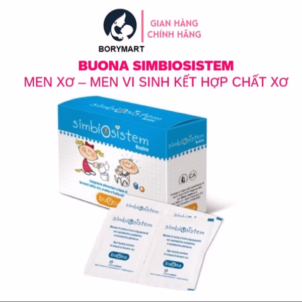 Men Vi Sinh Bổ Sung 10 Tỷ Lợi Khuẩn Và Chất Xơ, Giảm Táo Bón, Giúp Ăn Ngon - Hộp 20 Gói 2G Buona Simbiosistem Bustine