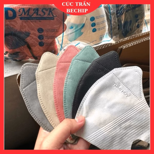 Combo 100 Cái Khẩu Trang 5D Chọn Màu Túi Bóng Dán Tuấn Huy Ctb691 - Bechip