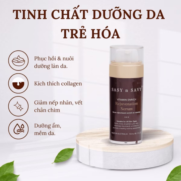 Tinh Chất Dưỡng Da Trẻ Hóa Thuần Chay Hữu Cơ Sasy N Savy Vitamin Enrich Rejuvenation Serum 50Ml