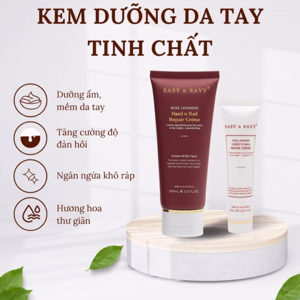 Kem Dưỡng Da Tay Tinh Chất Hoa Hồng Và Oải Hương Thuần Chay Hữu Cơ Rose Lavender Hand N Nail Repair Crème - Sasy N Savy