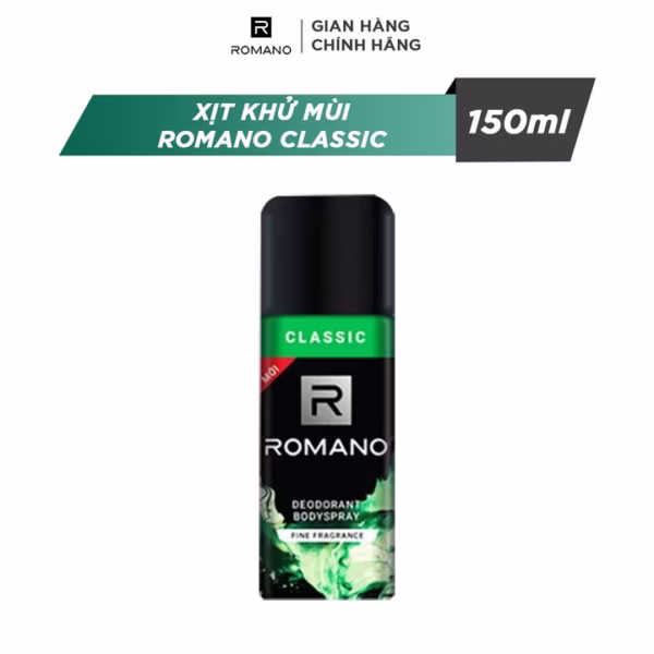 Xịt Khử Mùi Romano Classic 150Ml