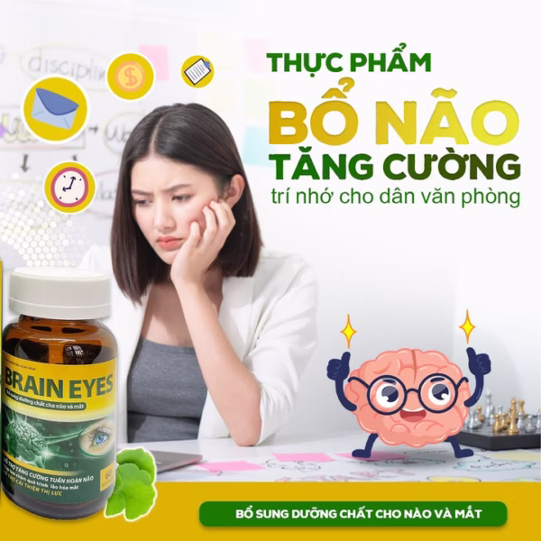 Combo 10 Hộp Viên Uống Bổ Sung Dưỡng Chất Cho Não Và Mắt,Cải Thiện Thị Lực,Tăng Cường Tuần Hoàn Não Brain Eyes 60 Viên - Singcare