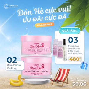 Combo 2 Kem Dưỡng Trắng Da Toàn Thân Rose Rain Whitening Body Lotion - Rosy