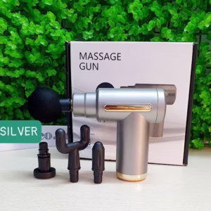 Súng Massage, Máy Massage Cầm Tay Đa Năng Trị Liệu 4 Đầu, 6 Chế Độ Cao Cấp Massage Gun - Silver