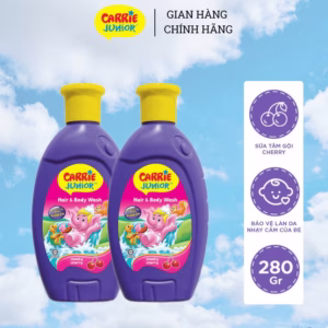 Combo 2 Sữa Tắm Gội Cho Bé Carrie Junior Chiết Xuất Trái Cây Thiên Nhiên Hương Cherry 280G