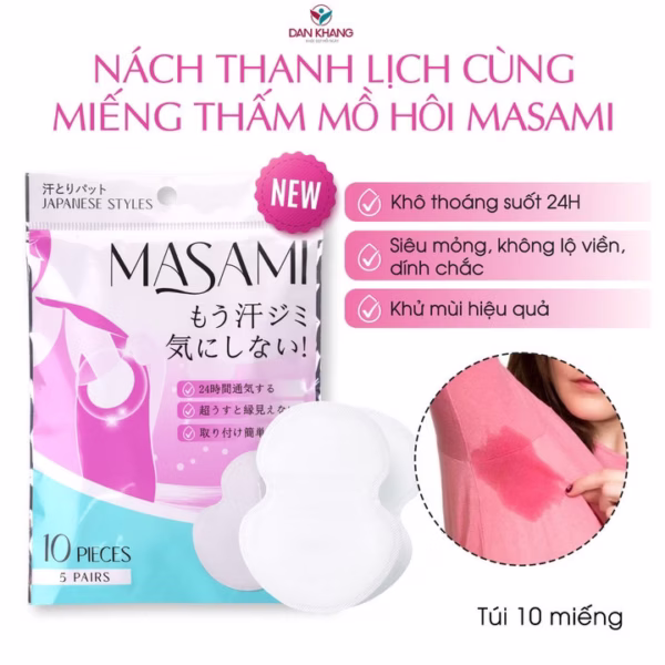(10 Miếng/Túi) - Miếng Dán Thấm Mồ Hôi Nách Masami Khử Mùi Thấm Hút Hiệu Quả - Dân Khang