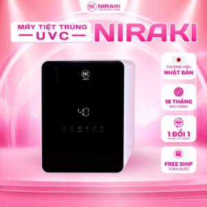 Máy Tiệt Trùng Niraki - Tiệt Trùng Bình Sữa, Sấy Khô, Bảo Quản Đồ Dùng Cho Bé - Tia Uvc, Mặt Tráng Gương, Dung Tích 18 Lít Bảo Hành Chính Hãng 18 Tháng