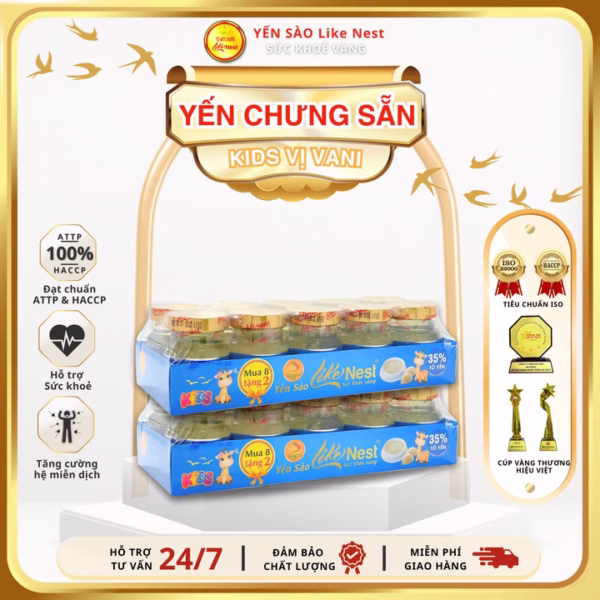 Like Nest Tết An Yên Mua 1 Tặng 3 [Combo 1 Khay 10 Hũ Tặng Lốc 3 Hũ] Yến Chưng Trẻ Em Vị Vani 35% Tổ Yến - Like Beauty