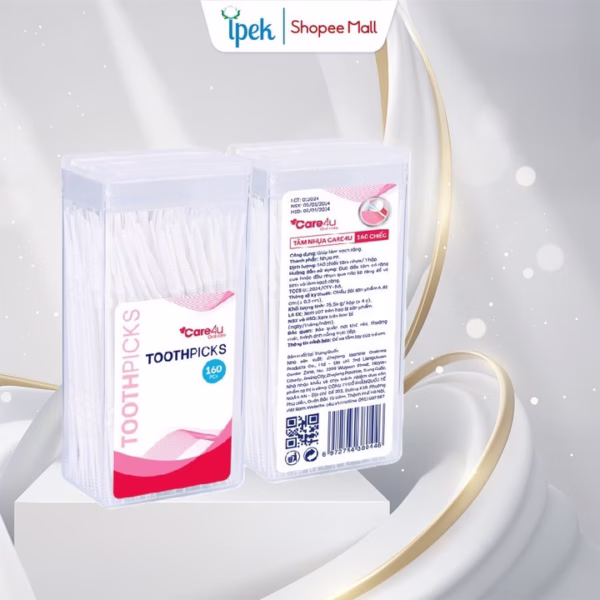 [ Mua 2 Tặng 1 ] Hộp Tăm Nhựa 160 Chiếc Care4U Nhập Khẩu Chính Hãng