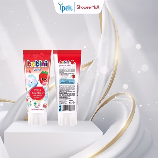 Kem Đánh Răng Trẻ Em Hương Kem Dâu 1-6 Tuổi 75Ml- Bobini