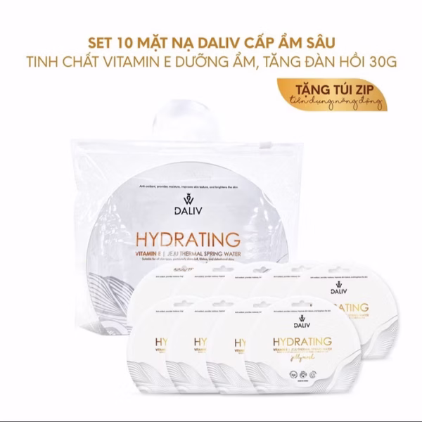 [ Tặng 2 Miếng ] Combo 10 Mặt Nạ Daliv Cấp Ẩm Sâu Tinh Chất Vitamin E Dưỡng Ẩm, Tăng Đàn Hồi 30G
