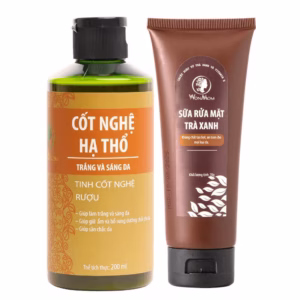 Bộ Dưỡng Trắng Mịn Da Hữu Cơ, Sáng Hồng Da Mặt, Mịn Màng Body Wonmom (1 Sữa Rửa Mặt + 1 Cốt Nghệ Hạ Thổ)