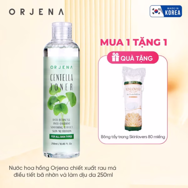 [ Tặng Bông Tẩy Trang ] Nước Hoa Hồng Chiết Xuất Rau Má Điều Tiết Bã Nhờn Và Làm Dịu Da 250Ml Orjena