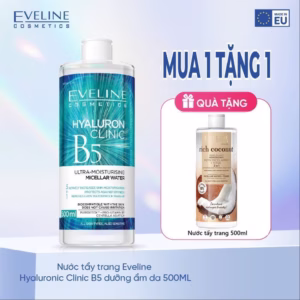 [ Mua 1 Tặng 1 ] Nước Tẩy Trang Eveline Hyaluronic Clinic B5 Dưỡng Ẩm Da 500Ml