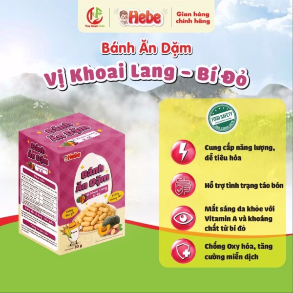 Bánh Ăn Dặm Hebe -Khoai Lang - Bí Đỏ 30G