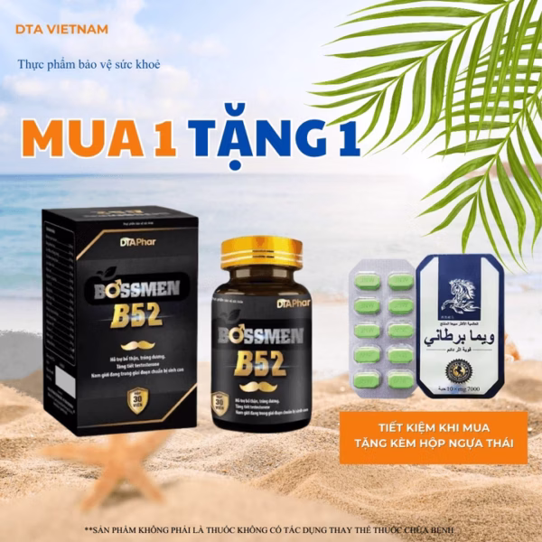 Viên Uống Bossmen B52 Hỗ Trợ Tăng Cường Sinh Lý Nam Giúp Bổ Thận Tráng Dương Giảm Đau Lưng Mệt Mỏi Họp 30 Viên