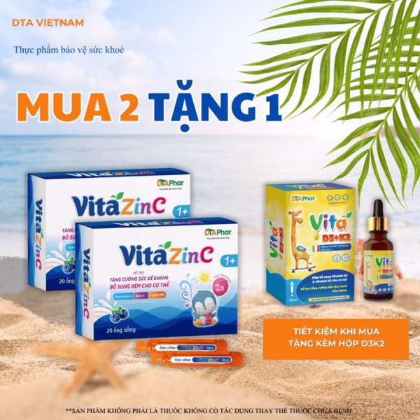 Siro Vitazinc Hỗ Trợ Ăn Ngon Tăng Cường Sức Khoẻ Nâng Cao Sức Đề Kháng Cho Bé Hộp 20 Ống