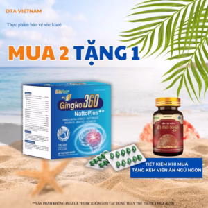 Viên Uống Gingko 360 Natto Plus++ Hỗ Trợ Hoạt Huyết Dưỡng Não Tăng Cường Khả Năng Tuần Hoàn Lưu Thông Máu Não Hộp 100 Viên