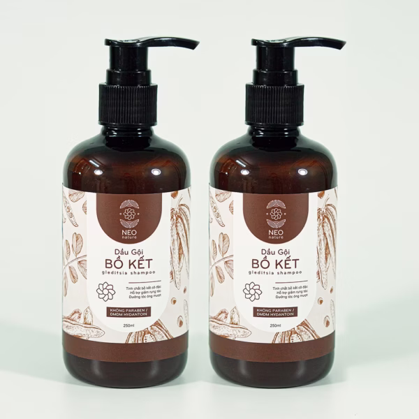 Combo 2 Chai Dầu Gội Bồ Kết Giảm Gãy Rụng, Dưỡng Tóc Óng Mượt 250Ml - Neo Nature
