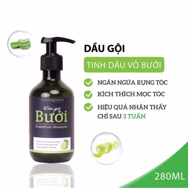 New Version Dầu Gội Bưởi Ngừa Rụng & Kích Thích Mọc Tóc 280Ml - Milaganics