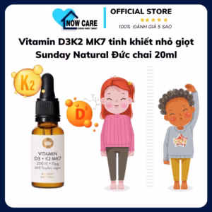 Vitamin D3K2 Mk7 Tinh Khiết Nhỏ Giọt Đức Chai 20Ml - Sunday Natural