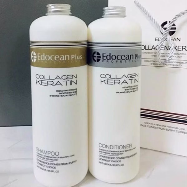Cặp Gội Xả Keratin Kiềm Dầu Siêu Phục Hồi Mềm Mượt Chống Rụng Tóc - Edocean