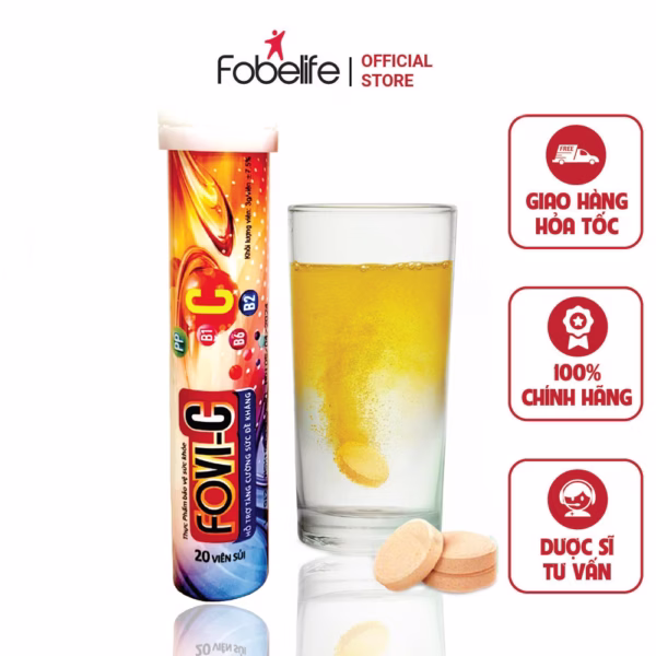 Viên Sủi Fovi C Vitamin C 500Mg Bổ Sung Vitamin Tăng Cường Đề Kháng - Fobelife