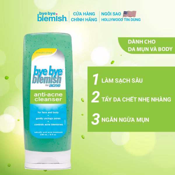 Sữa Rửa Mặt Bha 2% Ngăn Ngừa Và Giảm Mụn Cho Da Dầu Mụn Bye Bye Blemish Anti-Acne Cleanser 236Ml - Bye Bye Blemish
