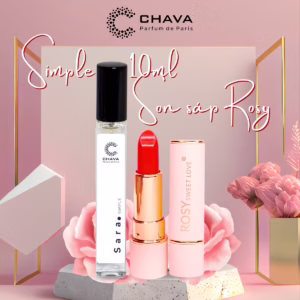 Set 2 Sản Phẩm Nước Hoa Chava Simple 10Ml + Son Sáp Lì Rosy Sweetlove