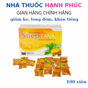 Viên Ngậm Ho Thảo Dược Streptana Giảm Ngứa Viêm Họng Vị Cam Hộp 100 Viên - Tanaphar