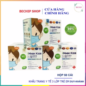 Hộp 50 Cái Khẩu Trang Y Tế Trẻ Em 3 Lớp Cao Cấp Kháng Khuẩn Duy Khánh Ctb138 - Bechip