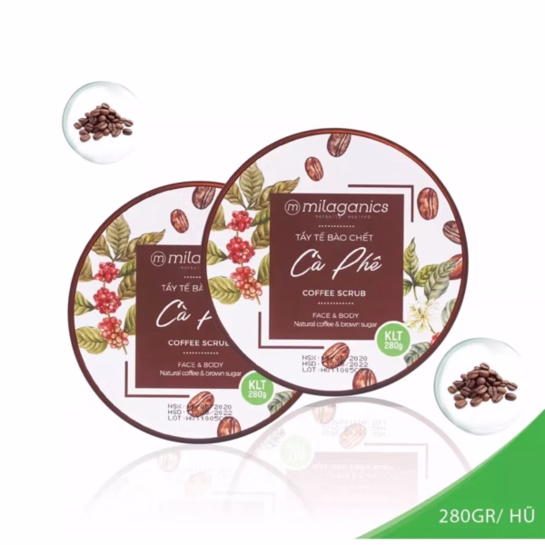 Cpmbo 2 Tẩy Tế Bào Chết Body & Mặt Scrub Coffee Whitening (280G/Hũ) - Milaganics