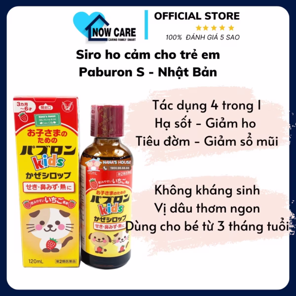 Siro Khắc Phục Ho Cảm Cho Bé 4 Trong 1 Nhật Bản - Paburon