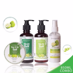 Bộ 4 Sản Phẩm Kích Thích Mọc Tóc Từ Tinh Dầu Bưởi: Dầu Gội, Dầu Xả, Kem Ủ & Serum Bưởi - Milaganics (850Ml/ Bộ)