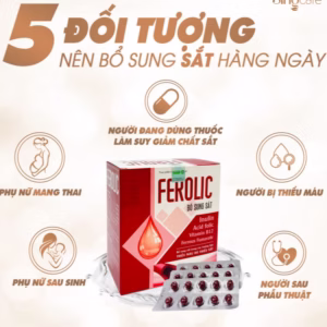 Viên Uống Ferolic Bổ Sung Sắt, Acid Folic,Inulin, Vitamin B12 Hộp 100 Viên - Singcare