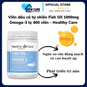 Viên Dầu Cá Tự Nhiên Fish Oil 1000Mg Omega-3 Lọ 400 Viên - Healthy Care