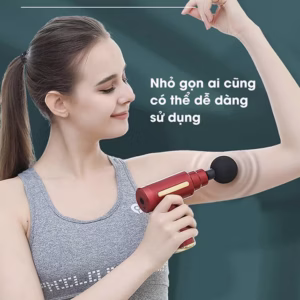 Máy Massage Cầm Tay 4 Đầu 6 Chế Độ Đấm Lưng, Đầu Cổ Vai Gáy Massage Gun 25W - Shop Mẹ Bống