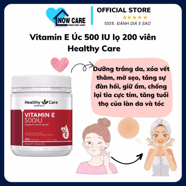 Vitamin E Úc 500 Iu Lọ 200 Viên - Healthy Care