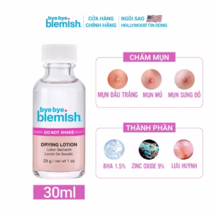 Lotion Chấm Mụn Giảm Mụn Nhanh Sau 1 Đêm Cho Mụn Đầu Trắng Original Drying Lotion 30Ml - Bye Bye Blemish
