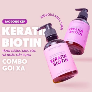 Combo Biotin & Keratin : Dầu Gội 240Ml & Dầu Xả 240Ml Tác Động Kép Siêu Tăng Cường Mọc Tóc Sau 2 Tuần - Milaganics